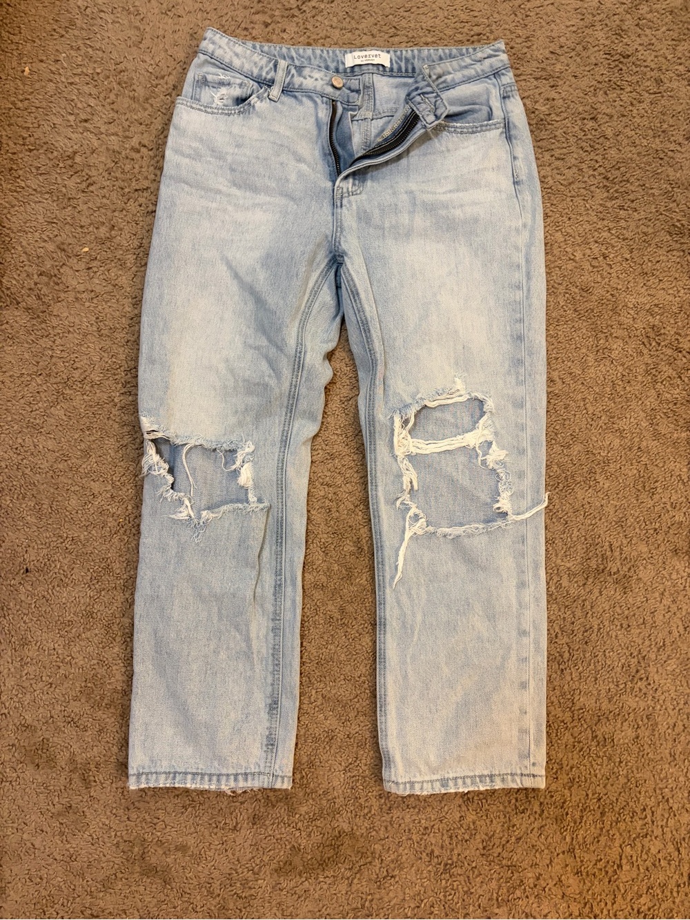 Light Blue Distressed Boyfriend Jeans
